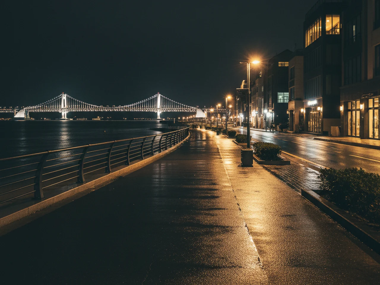 광안리 일대의 밤거리